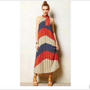 Dear Creatures Anthro Polka Dot Maxi Dress Red, Cream, Blue Size: Small